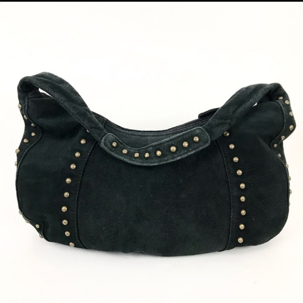 Vintage Wilsons Leather Hobo Bag Suede Black w/ Studs